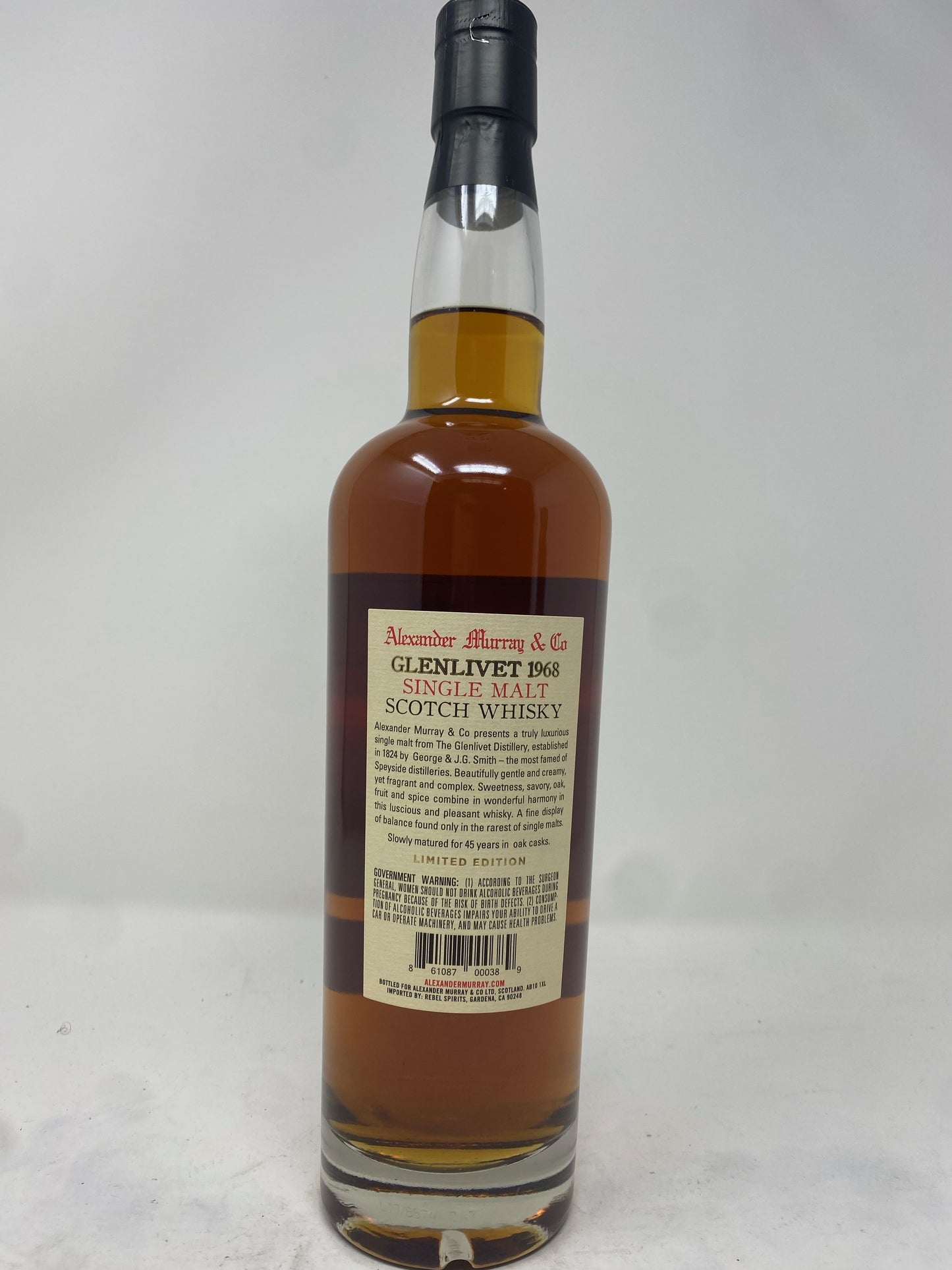 Alexander Murray (Glenlivet Distillery) 1968 Limited Edition 45 Year Single Malt Scotch Whisky